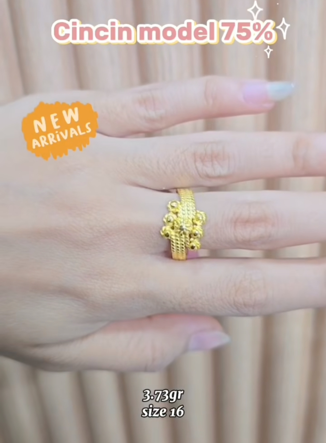 Cincin Emas Bola Timbul 75%