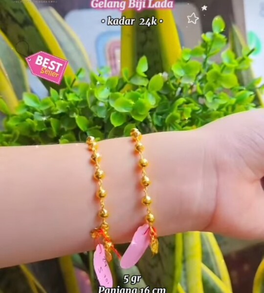 Gelang biji lada 24k