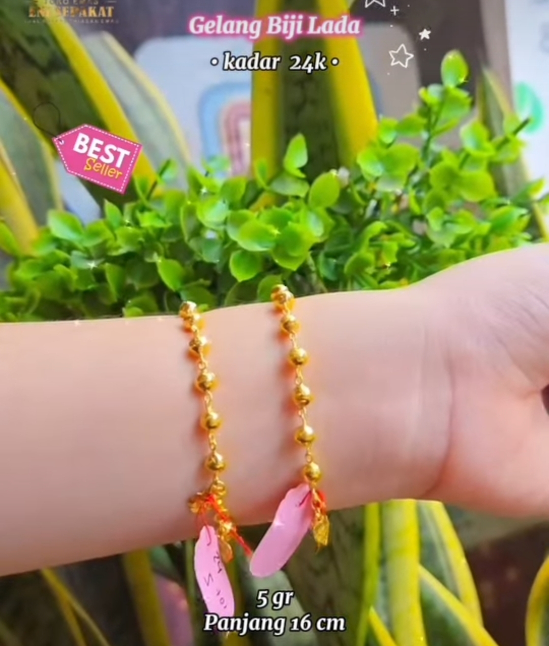 Gelang biji lada 24k
