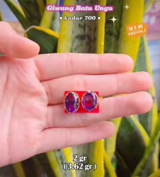 Giwang Batu Ungu Elegance